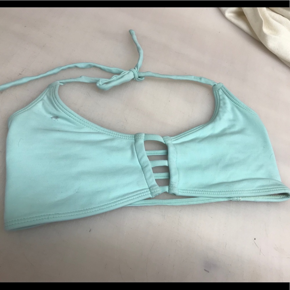 Midori bikini top Large aqua blue strappy swim top